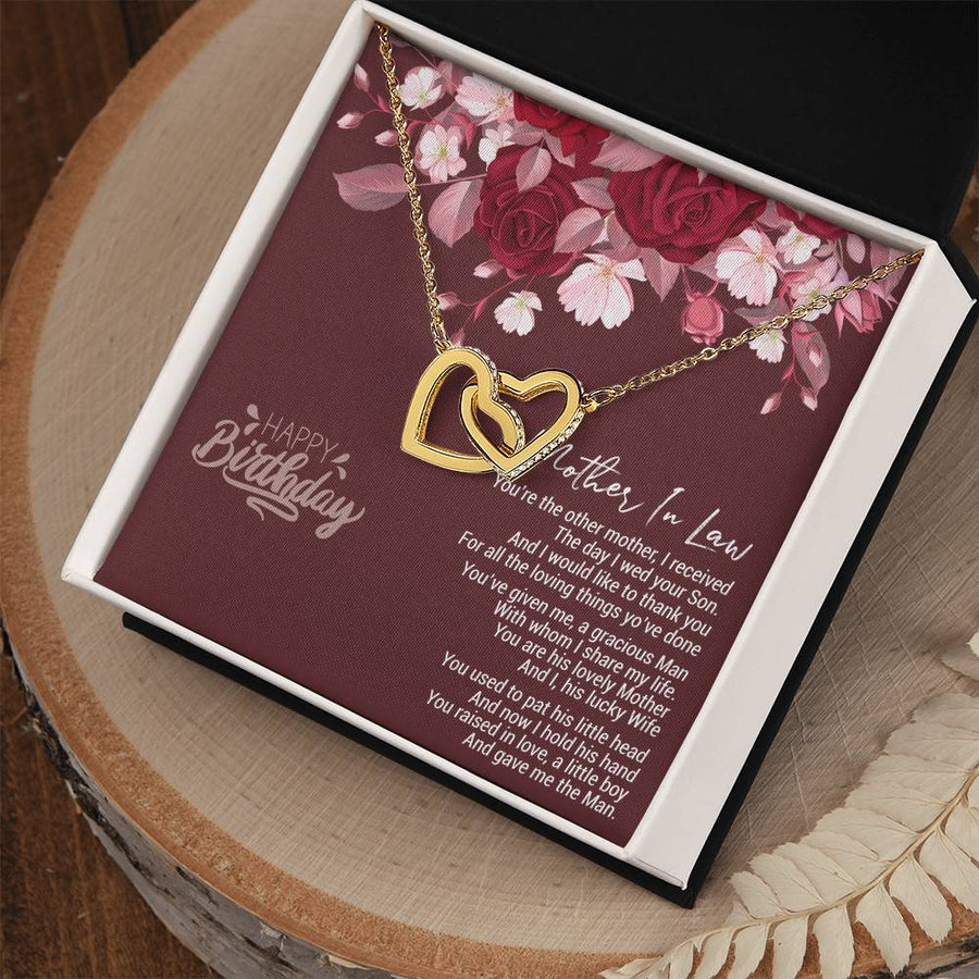 The Day I Wed Your Son 18K Rose Gold Interlocking Hearts Necklace Jewelry Special Birthday Gift for Mother-in-Law