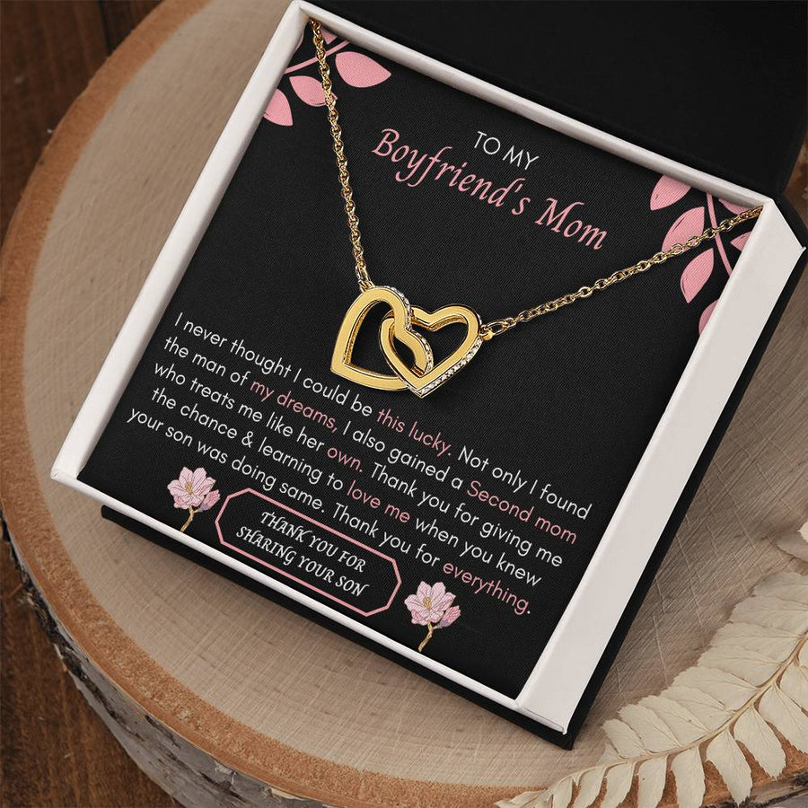 I Never Thought I Could Be This Lucky 18K Rose Gold Interlocking Hearts Necklace Jewelry Special Gift for Boyfriend’s Mom Birthday