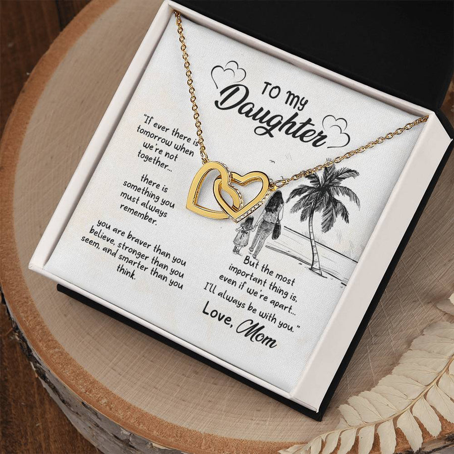 There Is Something You Must Always Remember 18K Rose Gold Interlocking Hearts Necklace Jewelry – Special Gift for Daughter from Mom