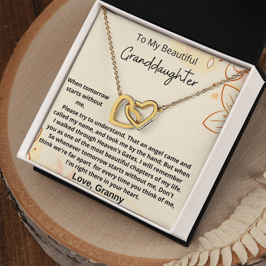 When Tomorrow Starts Without Me 18K Rose Gold Interlocking Hearts Necklace Jewelry Sentimental Gift for Granddaughter Memorial from Granny