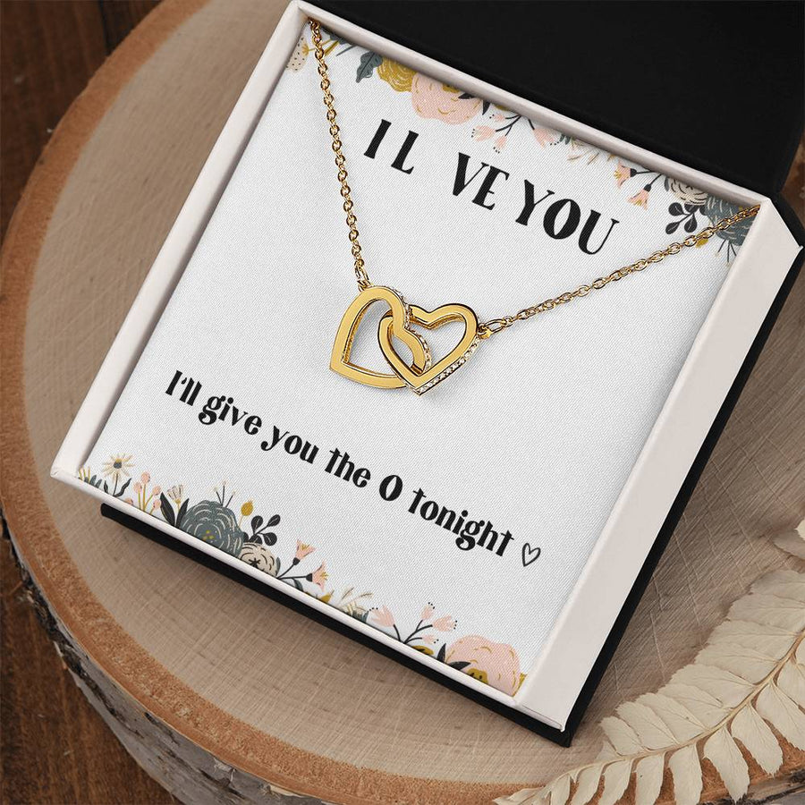 I’ll Give You The O Tonight 18K Rose Gold Interlocking Hearts Necklace Jewelry Funny Naughty Gift for Wife Anniversary