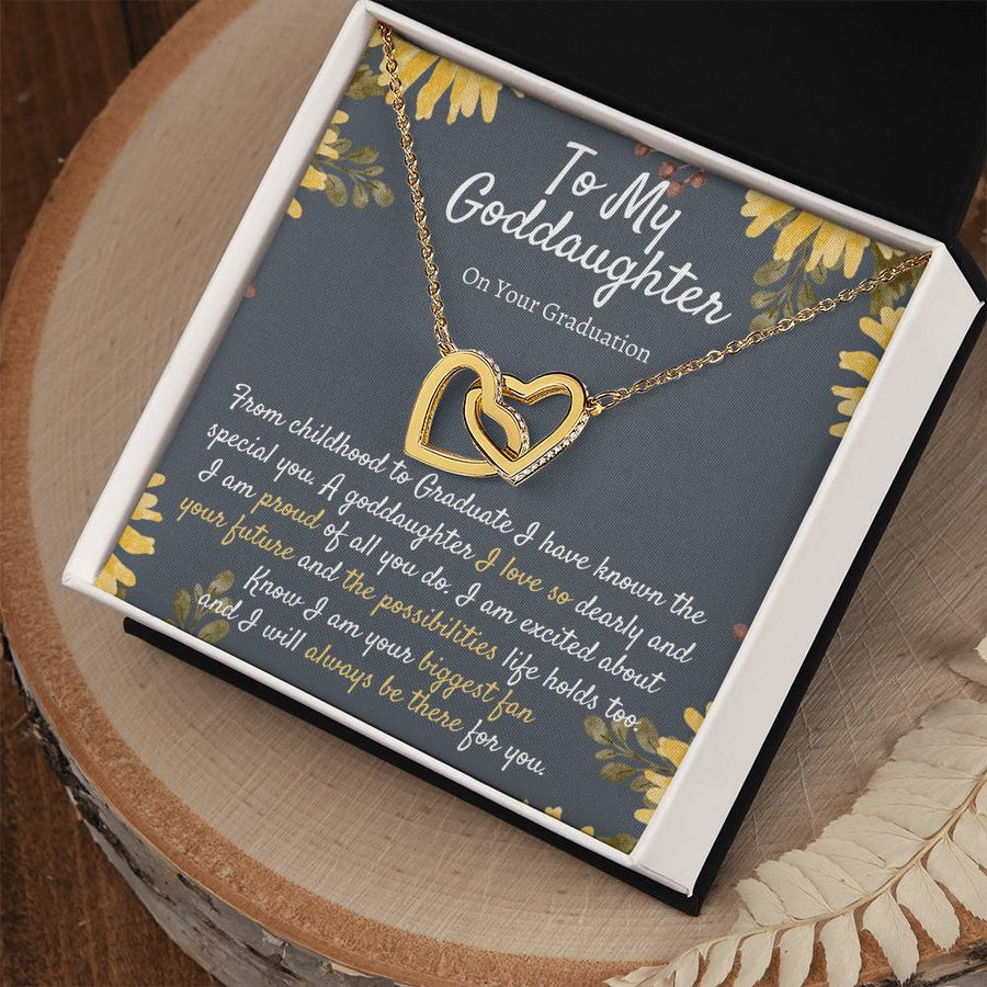 Proud of You Goddaughter 18K Rose Gold Interlocking Hearts Necklace Jewelry Sentimental Graduation Gift from Godmother