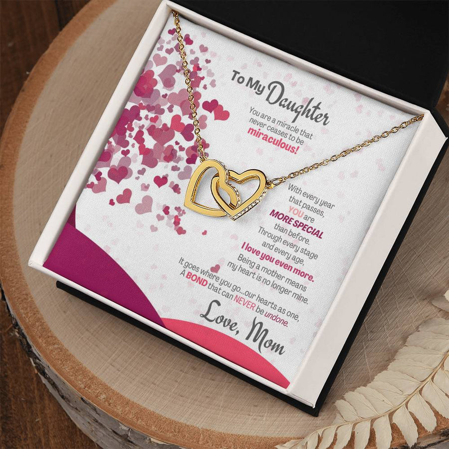 A Miracle That Never Ceases To Be Miraculous 18K Rose Gold Interlocking Hearts Necklace Jewelry – Beautiful Birthday Gift for Daughter from Mom