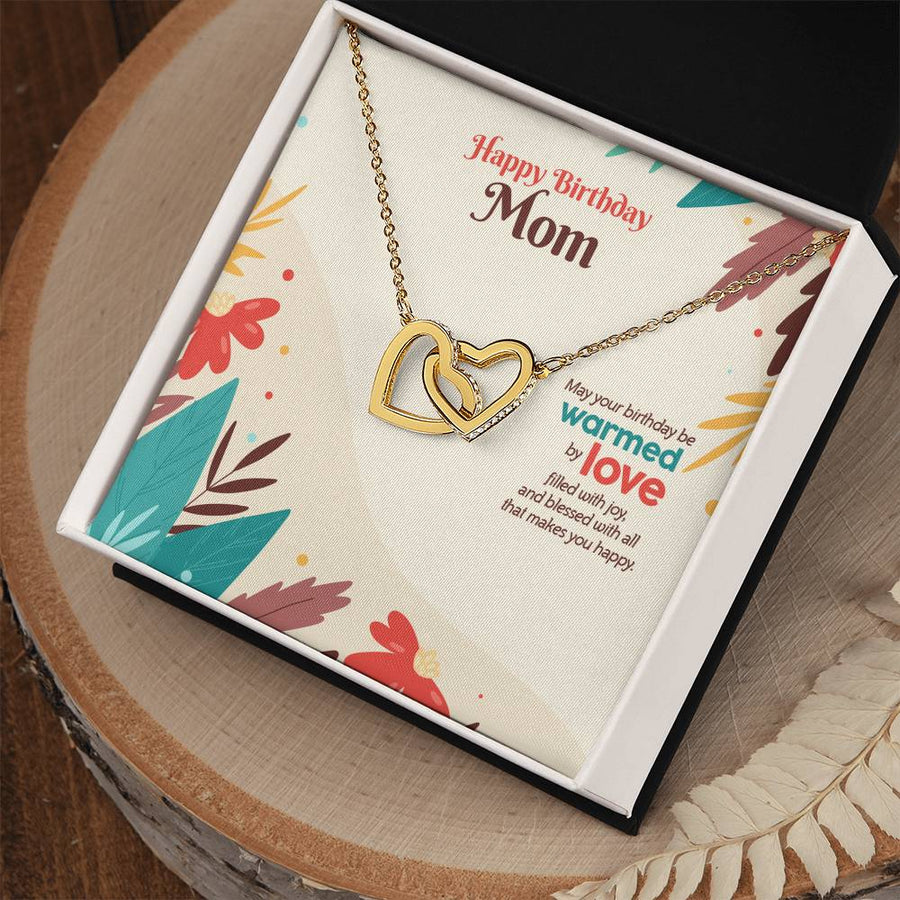 Filled With Joy And Blessings 18K Rose Gold Interlocking Hearts Necklace Jewelry Perfect Gift for Mom Birthday