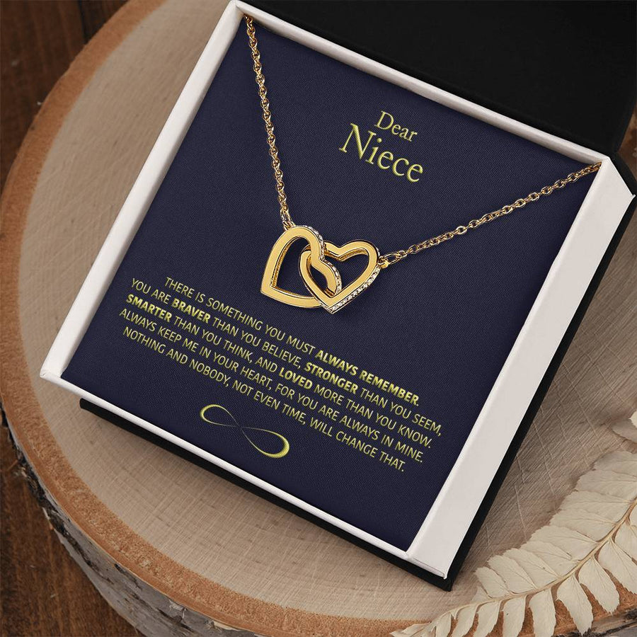 Loved More Than You Know 18K Rose Gold Interlocking Hearts Necklace Jewelry Special Gift for Niece Birthday