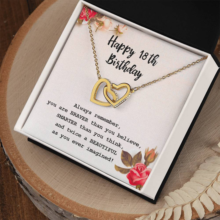 Twice As Beautiful As You Ever Imagined 18K Rose Gold Interlocking Hearts Necklace Jewelry – Special 18th Birthday Gift for Daughter from Mom