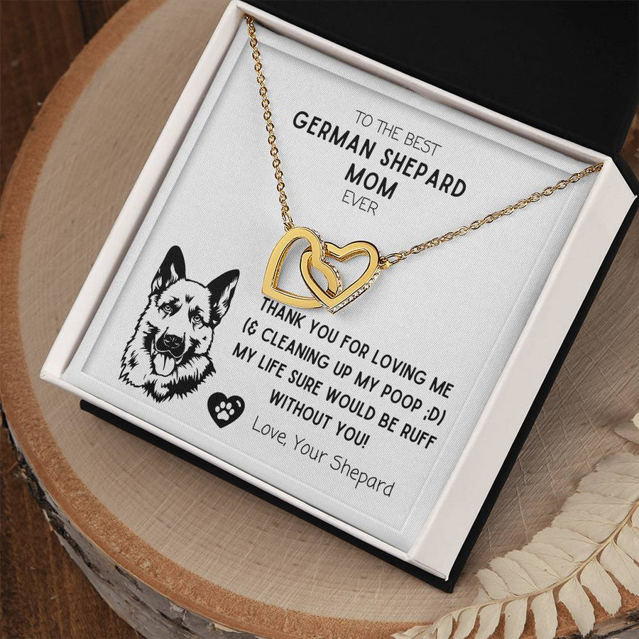 To The Best German Shepard Mom Ever 18K Rose Gold Interlocking Hearts Necklace Jewelry Unique Dog Mom Birthday Gift