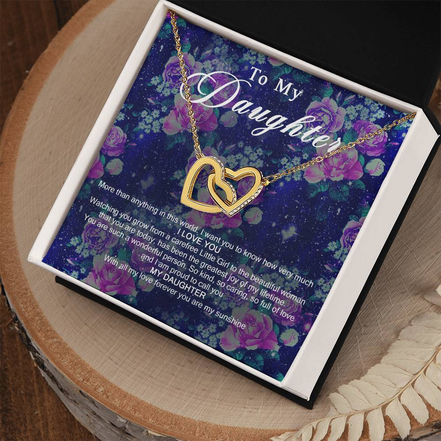 You Are The Greatest Joy Of My Lifetime 18K Rose Gold Interlocking Hearts Necklace Jewelry Beautiful Gift for Daughter Birthday