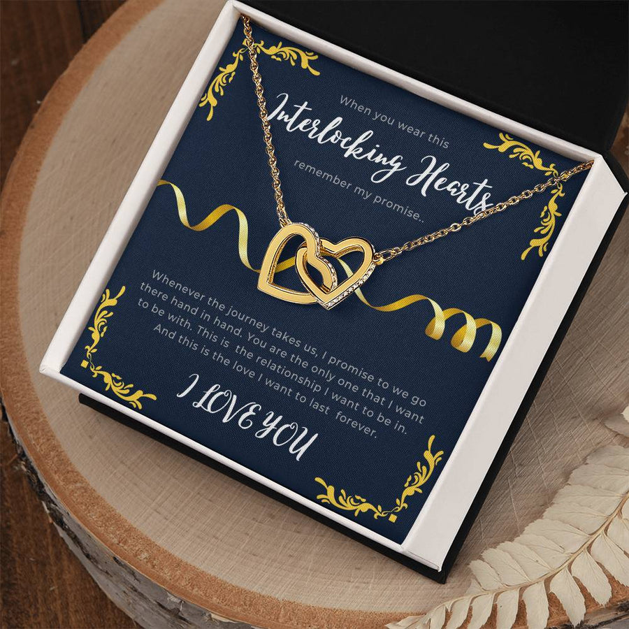 Hand in Hand Through Life’s Journey Interlocking Hearts Necklace Jewelry Heartfelt Gift for Loved One Special Occasion