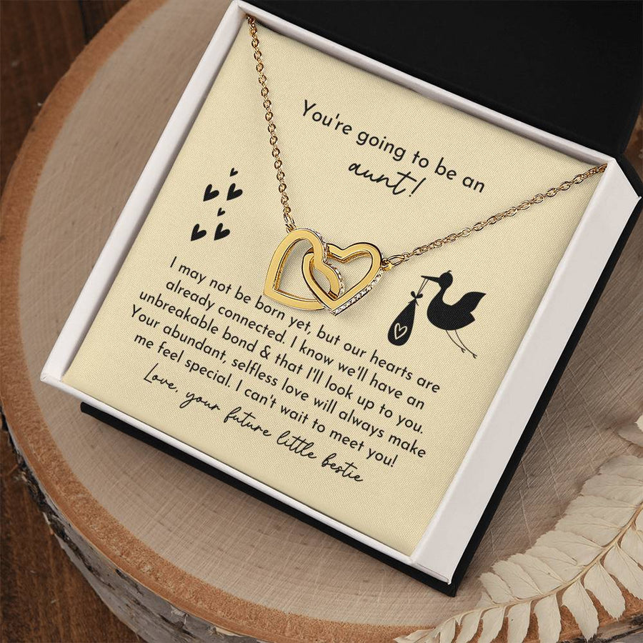 Our Hearts Are Already Connected 18K Rose Gold Interlocking Hearts Necklace Jewelry Special Announcement Gift for Aunt Baby Shower