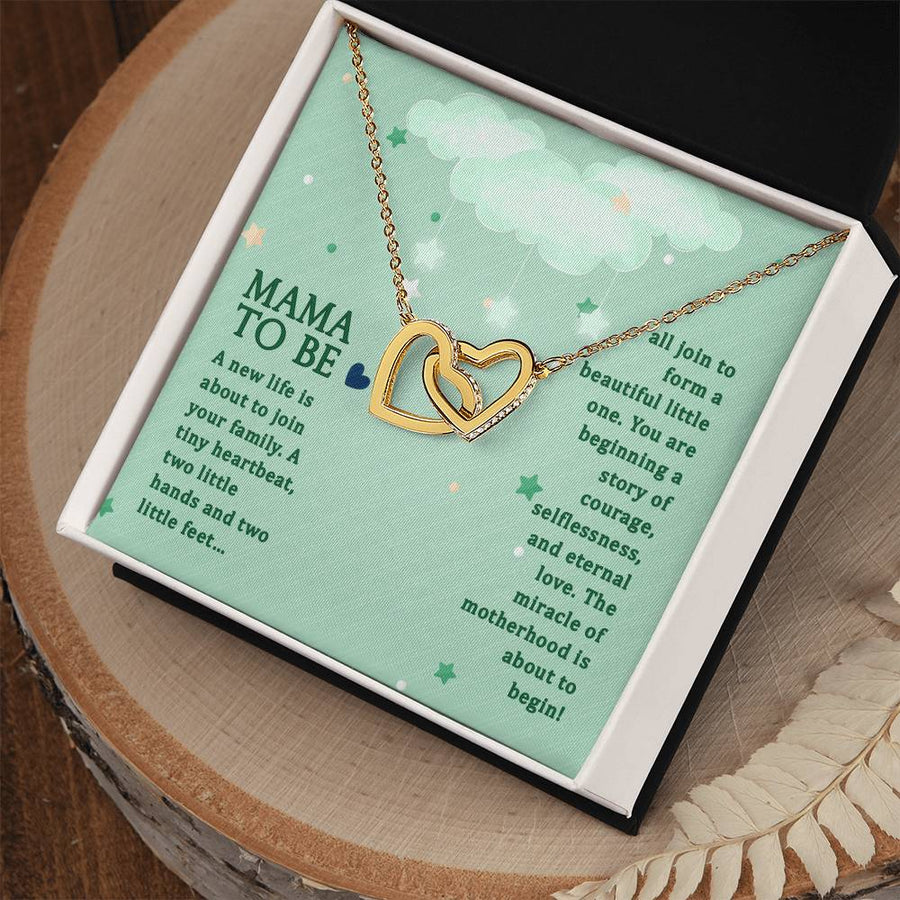 Two Little Hands And Two Little Feet 18K Rose Gold Interlocking Hearts Necklace Jewelry Beautiful Gift for Mom To Be Baby Shower
