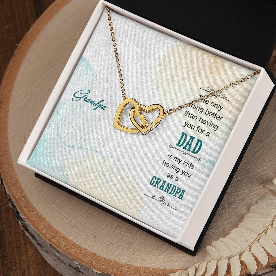 My Kids Have the World’s Best Grandpa 18K Rose Gold Interlocking Hearts Necklace Jewelry Emotional Gift for Grandpa Family Appreciation