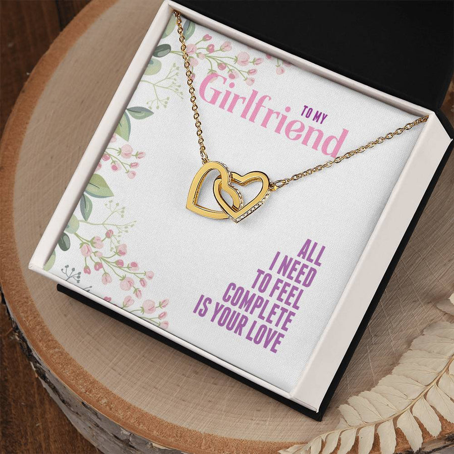 Feeling Complete Thanks To Your Love 18K Rose Gold Interlocking Hearts Necklace Jewelry Beautiful Gift for Girlfriend