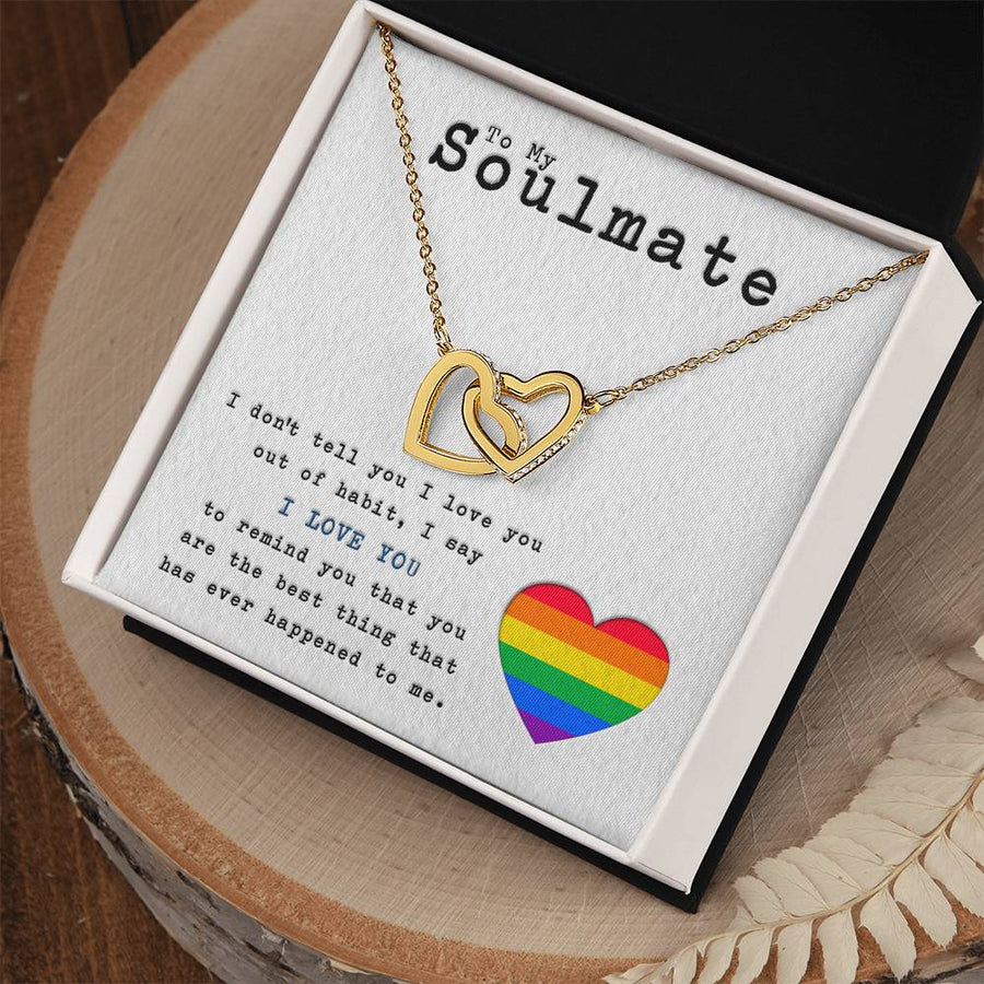 Don’t Tell You I Love You Out of Habit 18K Rose Gold Interlocking Hearts Necklace Jewelry – Beautiful Gift for Soulmate Anniversary