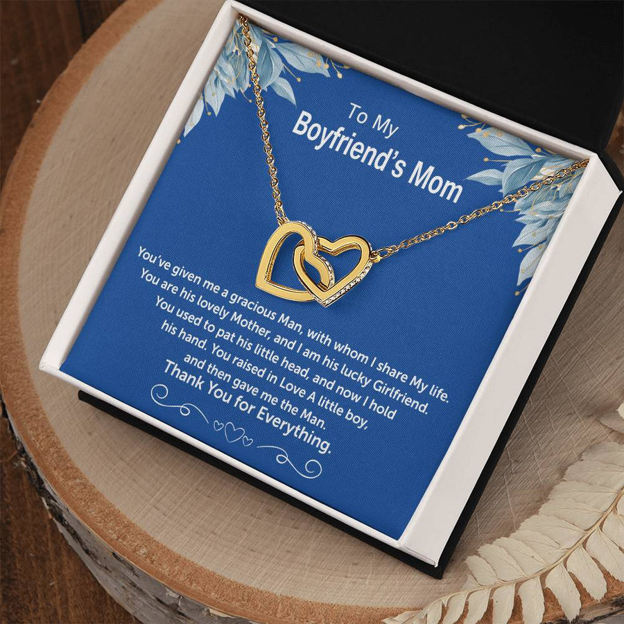You Raised In Love A Little Boy And Gave Me The Man 18K Rose Gold Interlocking Hearts Necklace Jewelry – Special Thank You Gift for Boyfriend’s Mom from Girlfriend