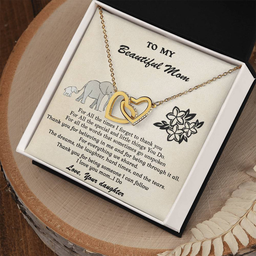 Believing In Me And For Being Through It All 18K Rose Gold Interlocking Hearts Necklace Jewelry – Heartfelt Gift for Mom from Daughter