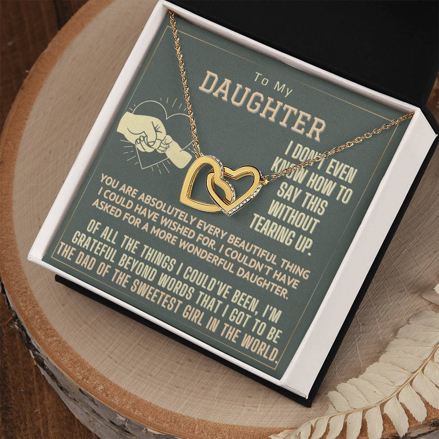 Say This Without Tearing Up 18K Rose Gold Interlocking Hearts Necklace Jewelry – Heartfelt Gift for Daughter from Dad