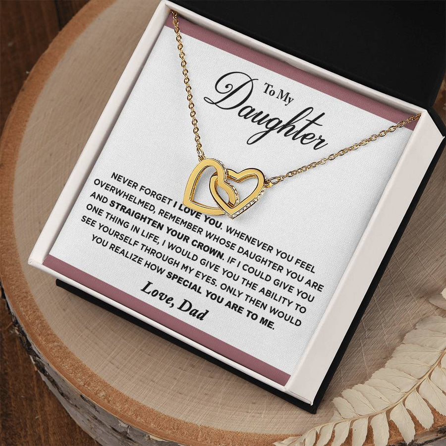 The Ability To See Yourself Through My Eyes 18K Rose Gold Interlocking Hearts Necklace Jewelry Beautiful Gift for Daughter Birthday from Dad