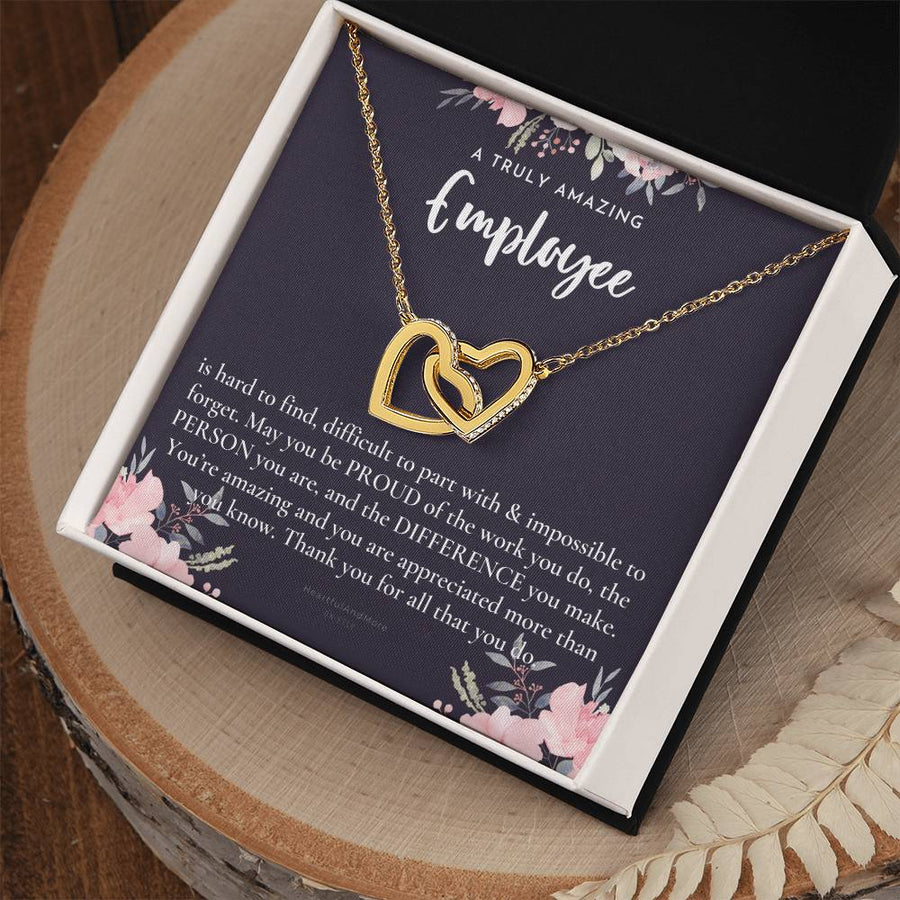 Thank You for All That You Do 18K Rose Gold Interlocking Hearts Necklace Jewelry Beautiful Gift for Employee Appreciation