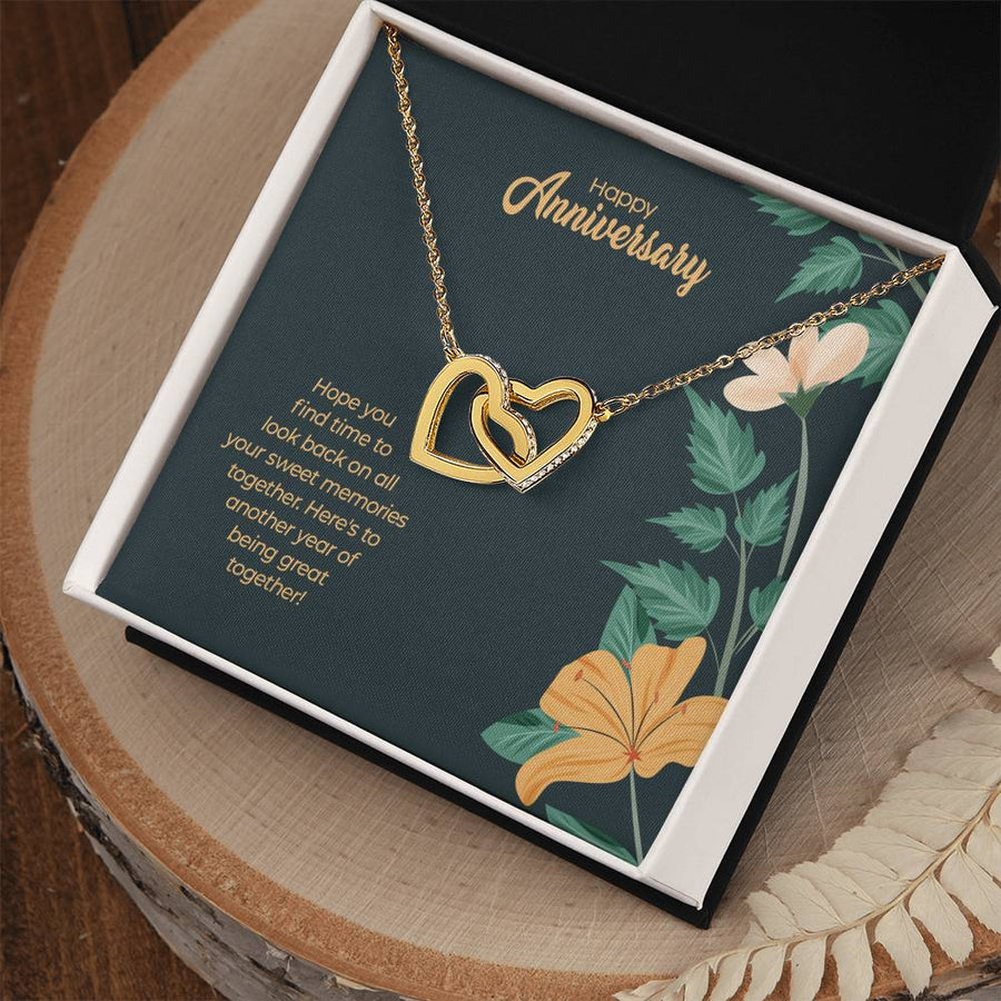 Look Back On All Your Sweet Memories Together 18K Rose Gold Interlocking Hearts Necklace Jewelry Beautiful Gift for Wife Anniversary