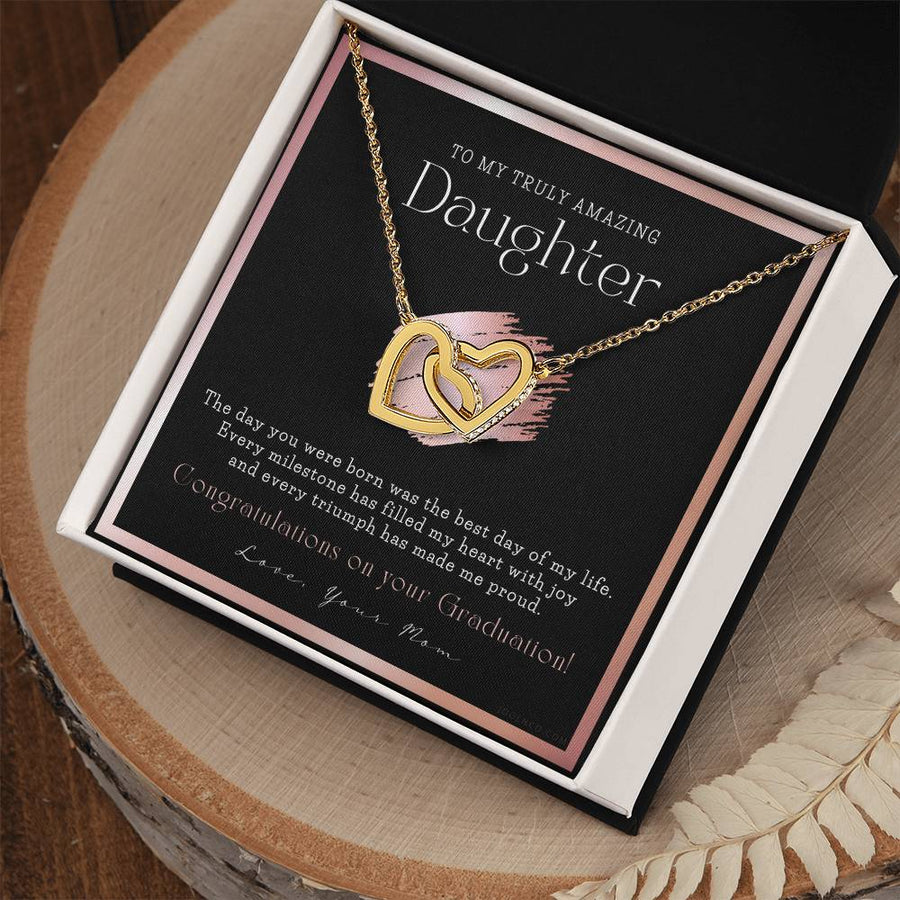 Proud of Every Milestone You’ve Achieved Daughter 18K Rose Gold Interlocking Hearts Necklace Jewelry Graduation Gift from Mom