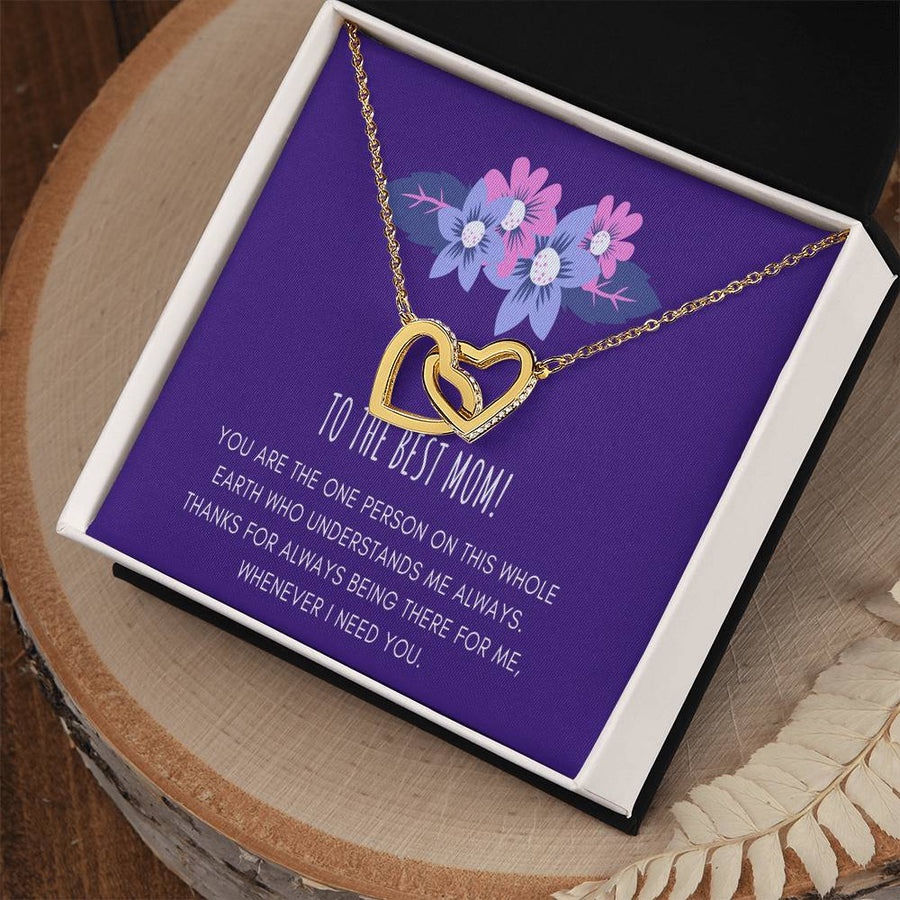 Best Mom Who Always Understands Me 18K Rose Gold Interlocking Hearts Necklace Jewelry Emotional Mother’s Day Gift