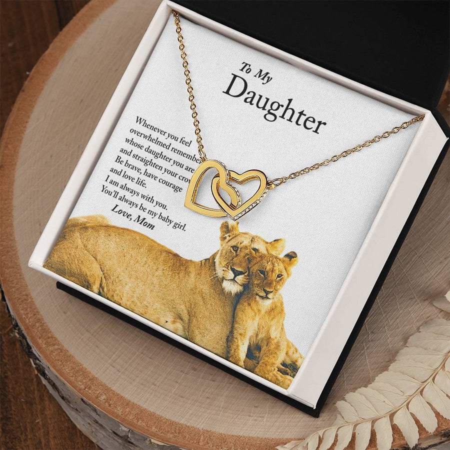 Whose Daughter You Are And Straighten Your Crown 18K Rose Gold Interlocking Hearts Necklace Jewelry Special Gift for Daughter Birthday from Mom