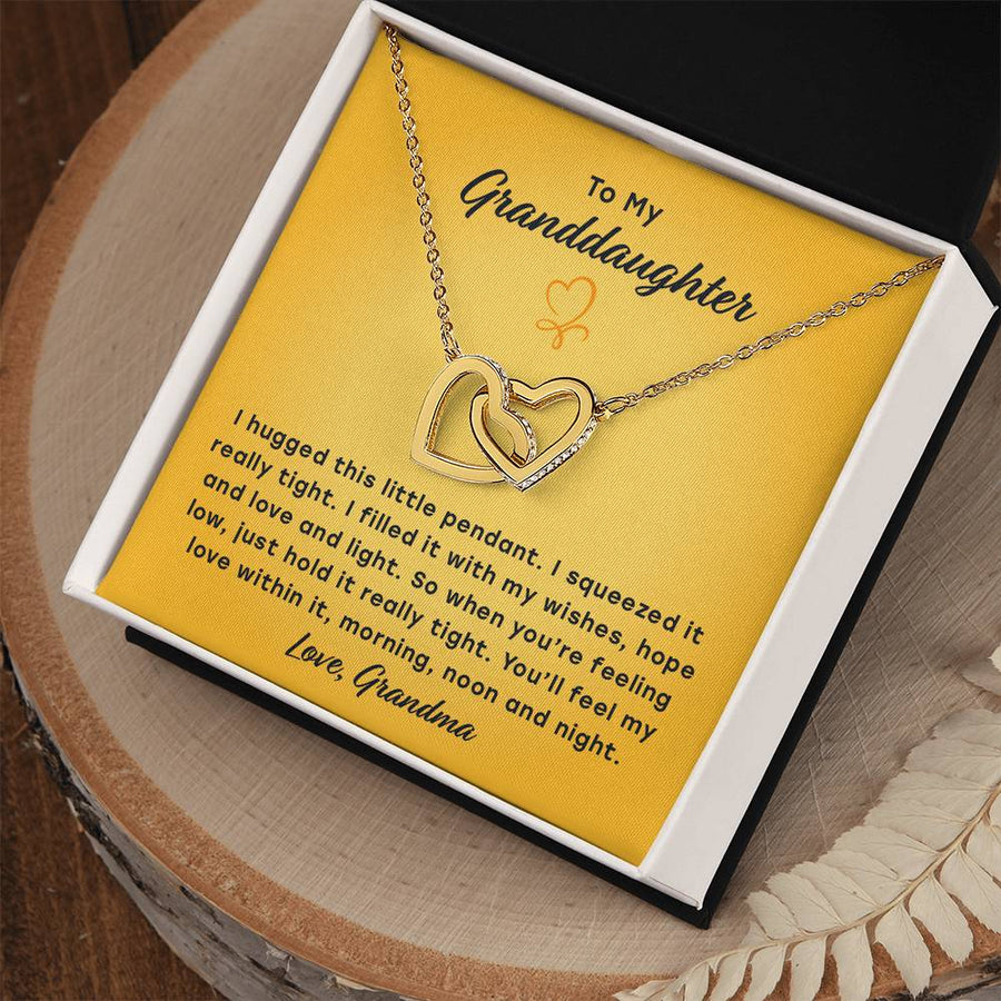 So When You’re Feeling Low Just Hold It Really Tight 18K Rose Gold Interlocking Hearts Necklace Jewelry Beautiful Gift for Granddaughter Birthday from Grandma