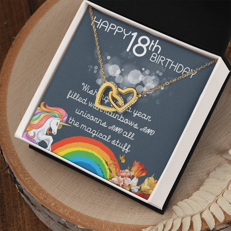 Filled With Rainbows And All The Magical Stuff 18K Rose Gold Interlocking Hearts Necklace Jewelry – Special 18th Birthday Gift for Daughter from Mom