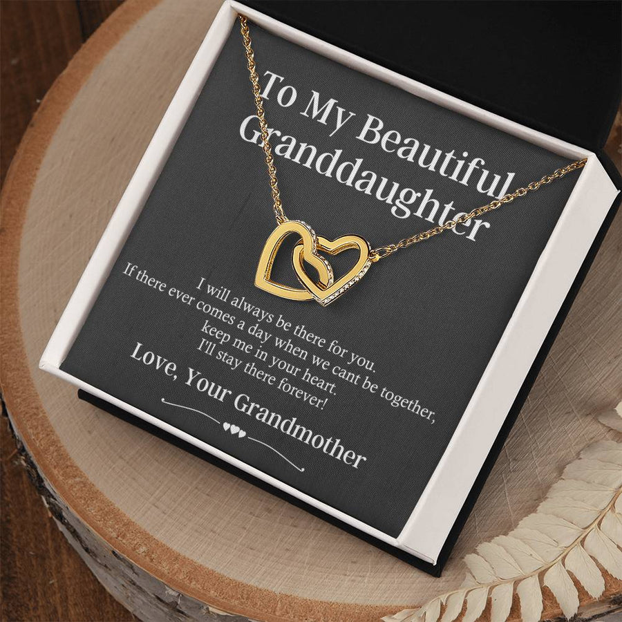 If Ever Comes A Day We Can’t Be Together 18K Rose Gold Interlocking Hearts Necklace Jewelry Perfect Gift for Granddaughter Birthday from Grandmother