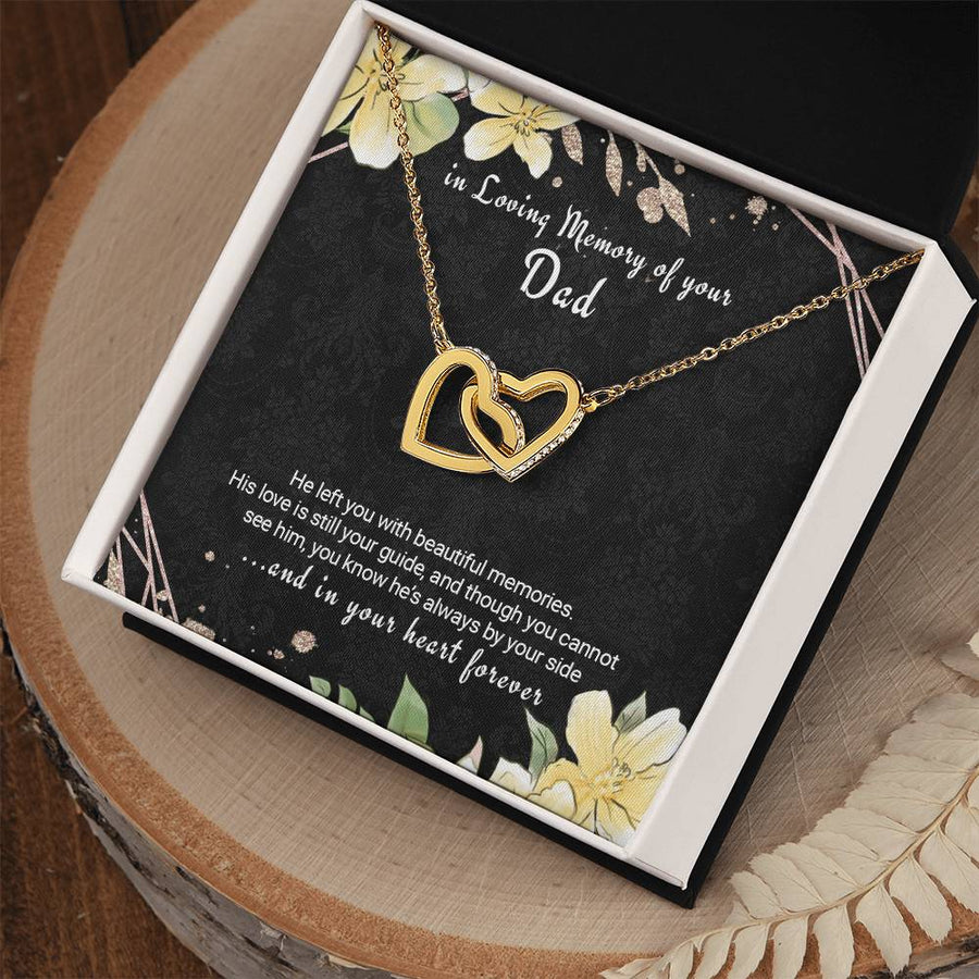 His Love Is Still Your Guide Always By Your Side 18K Rose Gold Interlocking Hearts Necklace Jewelry Remembrance Gift for Dad