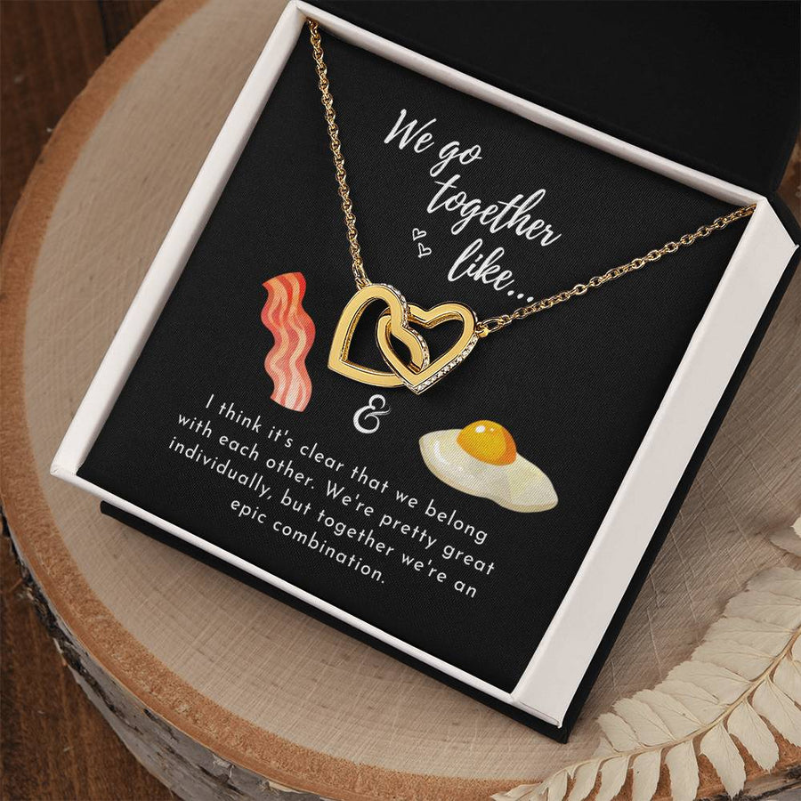 Like Bacon And Eggs 18K Rose Gold Interlocking Hearts Necklace Jewelry Special Gift for Couple Anniversary