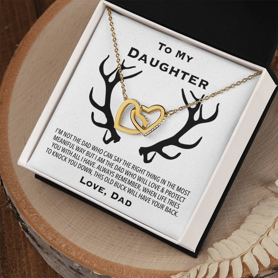 This Old Buck Will Always Have Your Back 18K Rose Gold Interlocking Hearts Necklace Jewelry Unique Protective Gift for Daughter from Dad