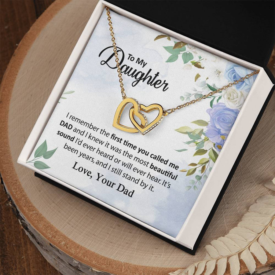 Will Ever Hear Love Your Dad 18K Rose Gold Interlocking Hearts Necklace Jewelry Unique Gift for Daughter Birthday from Dad