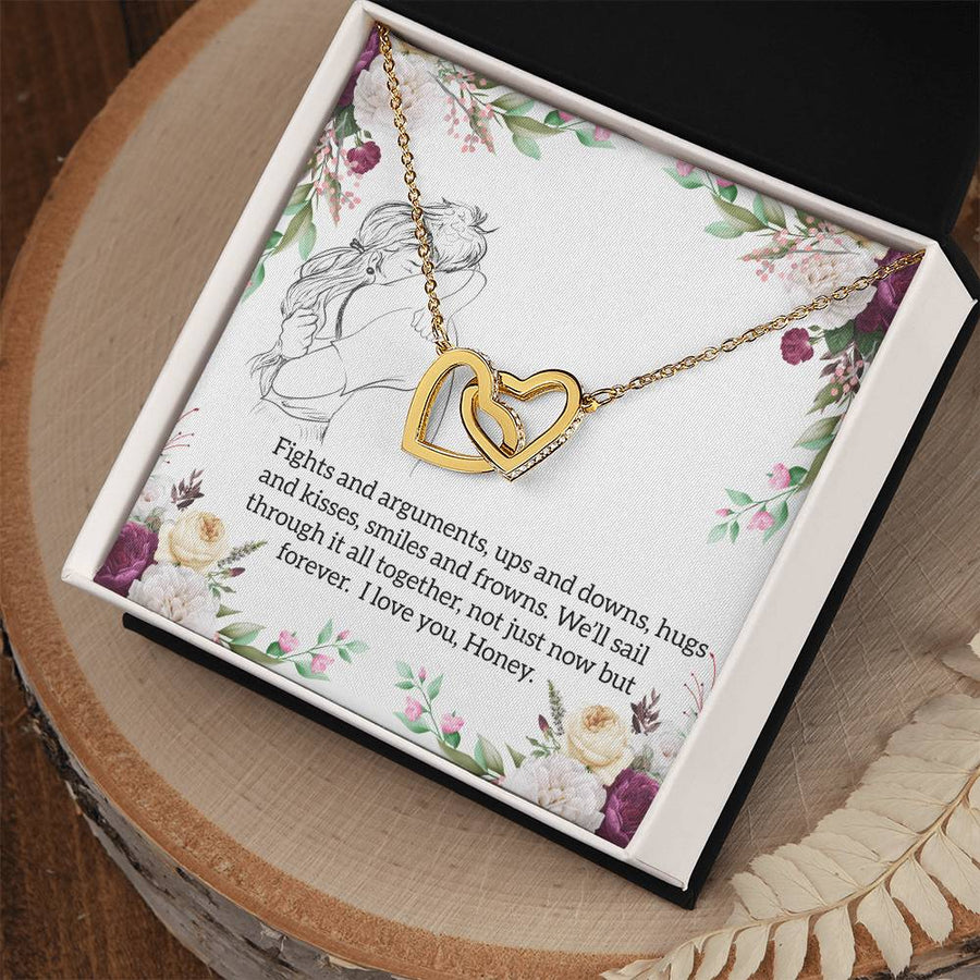Ups and Downs, Forever Together 18K Rose Gold Interlocking Hearts Necklace Jewelry Emotional Gift for Girlfriend Anniversary