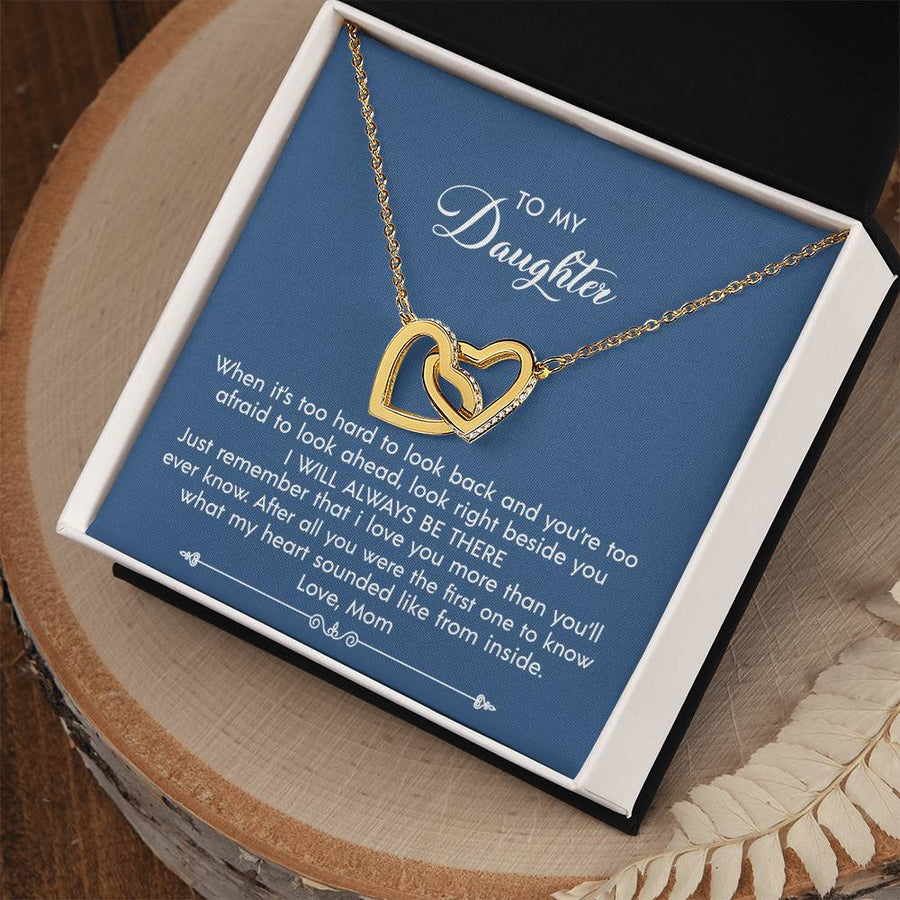 First To Know My Heart From Inside 18K Rose Gold Interlocking Hearts Necklace Jewelry – Special Birthday Gift for Daughter from Mom