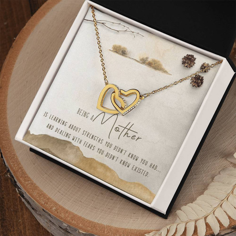 Learning About Strengths And Dealing With Fears 18K Rose Gold Interlocking Hearts Necklace Jewelry Beautiful Gift for Mom Birthday