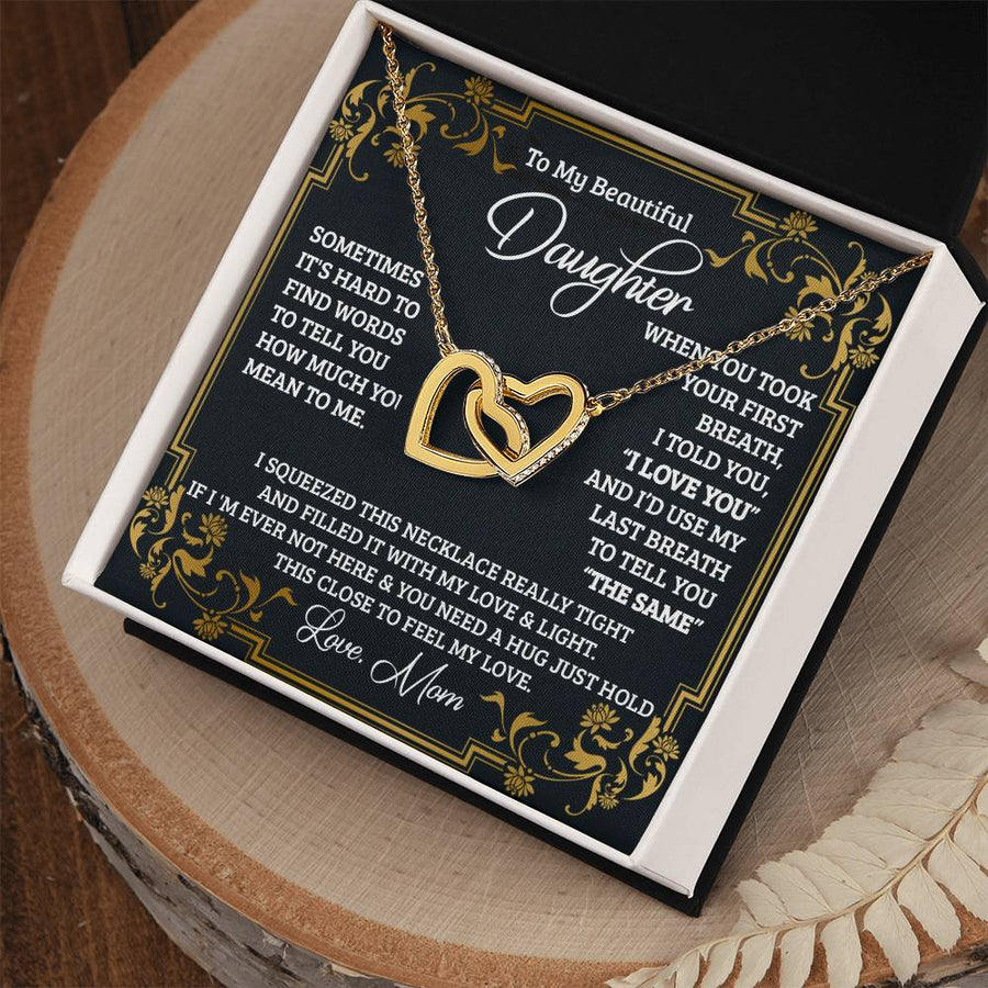 Filled It With My Love And Light 18K Rose Gold Interlocking Hearts Necklace Jewelry Beautiful Gift for Daughter Birthday from Mom