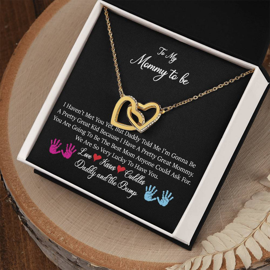 I Have A Pretty Great Mommy 18K Rose Gold Interlocking Hearts Necklace Gift for Mommy To Be from Daddy and the Bump
