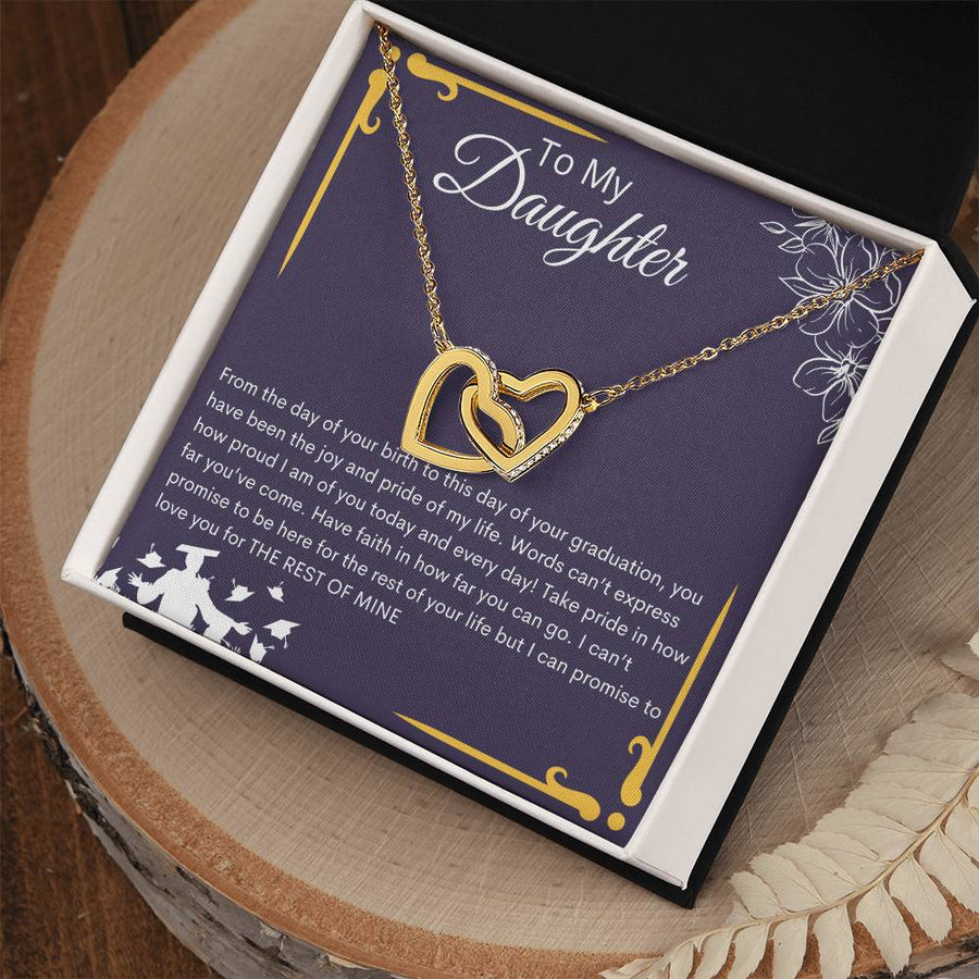 Have Faith In How Far You Can Go 18K Rose Gold Interlocking Hearts Necklace Jewelry Perfect Gift for Daughter Graduation