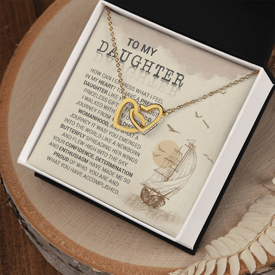 What A Journey It Was 18K Rose Gold Interlocking Hearts Necklace Jewelry – Beautiful Gift for Daughter from Parent