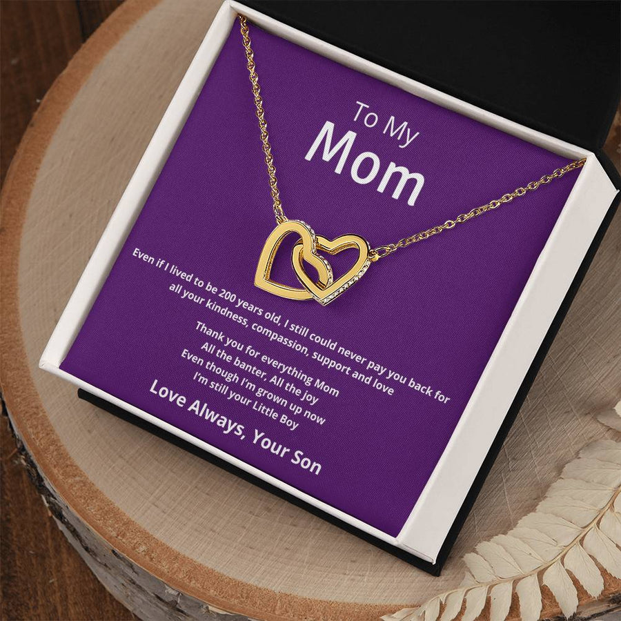 Thank You For Everything Mom All The Joy 18K Rose Gold Interlocking Hearts Necklace Jewelry – Special Birthday Gift for Mom from Son