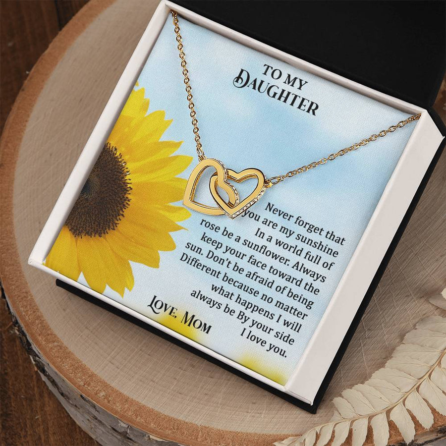 Always Keep Your Face Toward The Sun 18K Rose Gold Interlocking Hearts Necklace Jewelry Perfect Gift for Daughter Birthday from Mom
