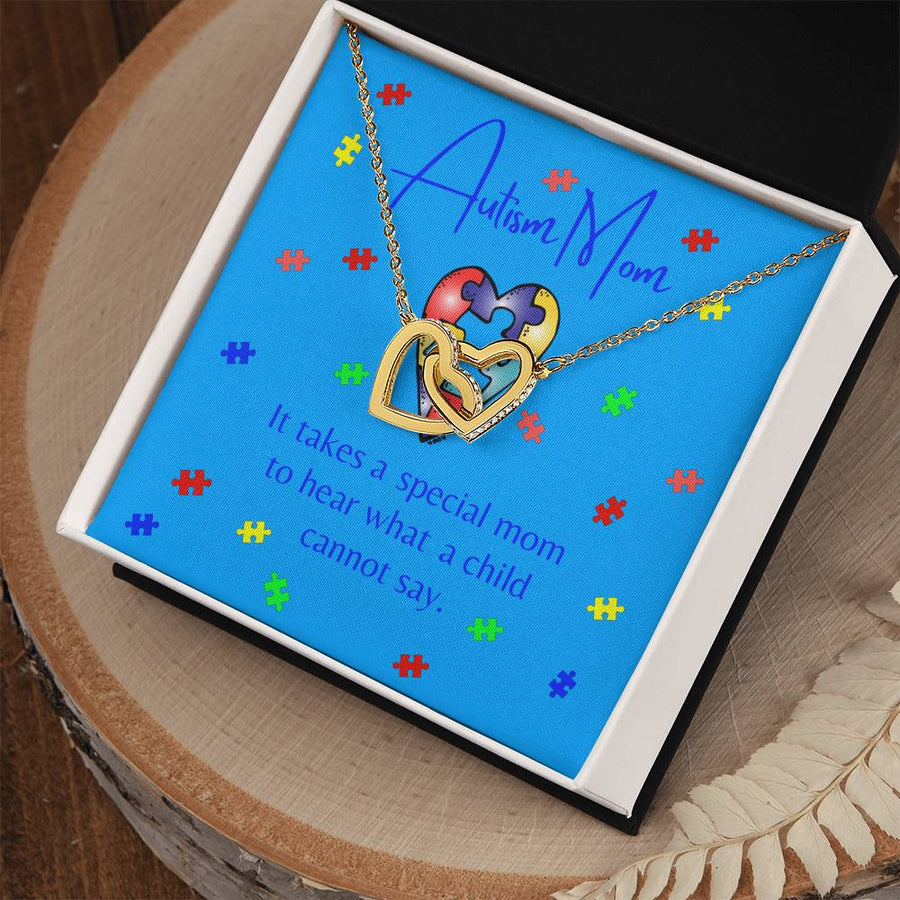 What A Child Cannot Say 18K Rose Gold Interlocking Hearts Necklace Jewelry Beautiful Gift for Autism