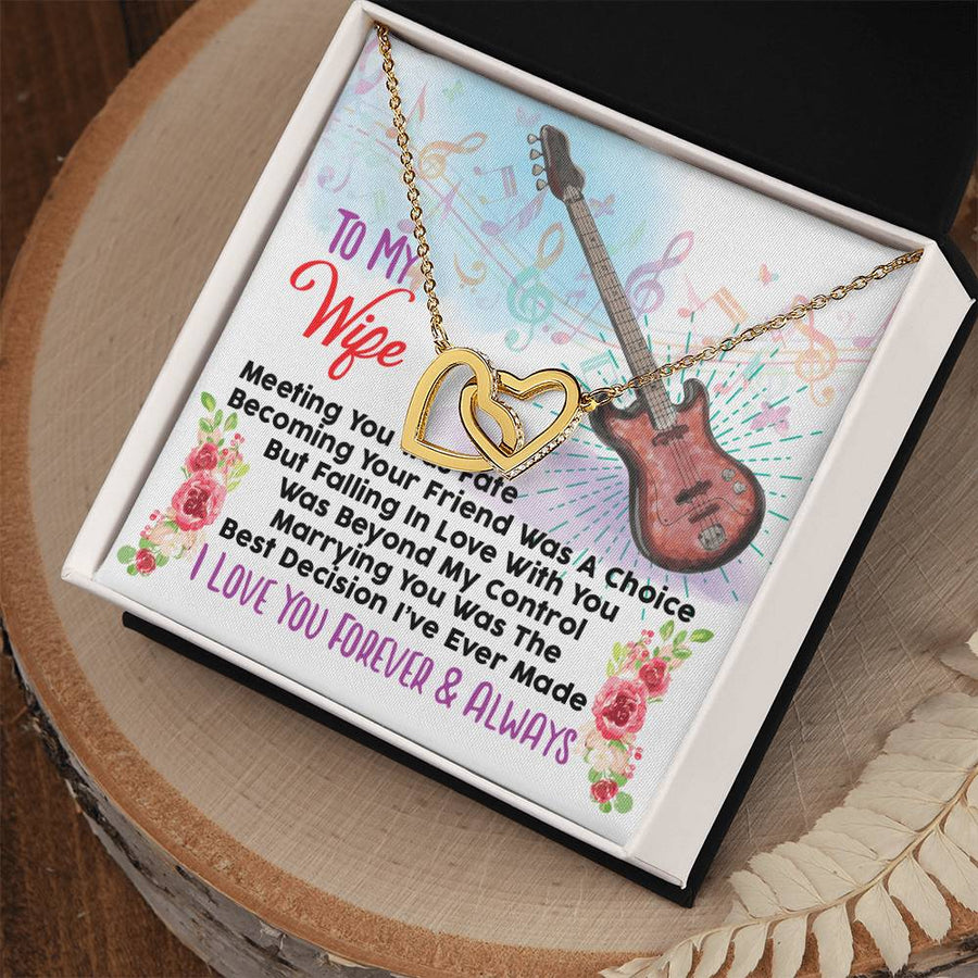 Marrying You Was The Best Decision I’ve Ever Made 18K Rose Gold Interlocking Hearts Necklace Jewelry Beautiful Anniversary Gift for Bass Player’s Wife