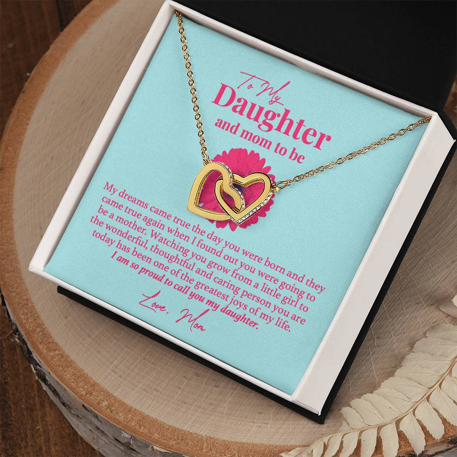 I Am So Proud To Call You My Daughter 18K Rose Gold Interlocking Hearts Necklace Jewelry Unique Mom To Be Gift for Daughter from Mom