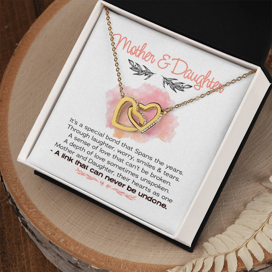 A Link That Can Never Be Undone 18K Rose Gold Interlocking Hearts Necklace Jewelry Special Gift for Mom From Daughter