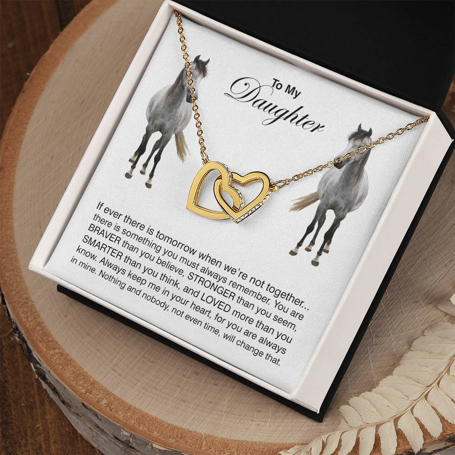 When We’re Not Together 18K Rose Gold Interlocking Hearts Necklace Jewelry Beautiful Gift for Daughter Birthday