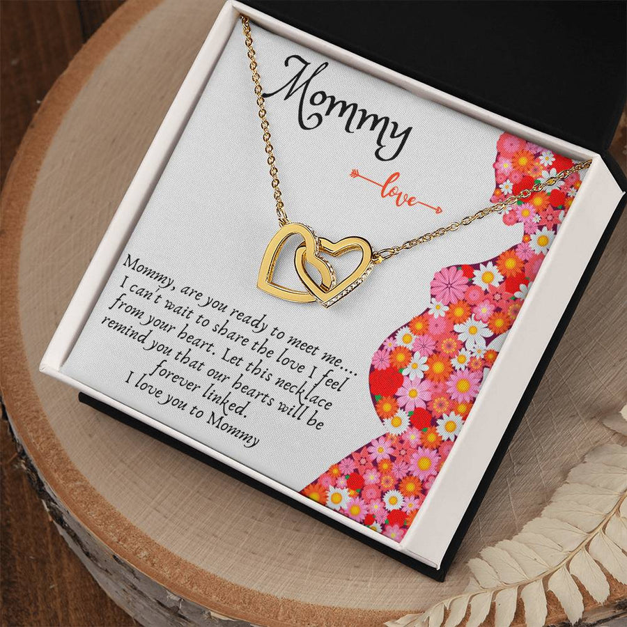 Share the Love I Feel From Your Heart 18K Rose Gold Interlocking Hearts Necklace Jewelry Special Gift for Expecting Mom Birthday