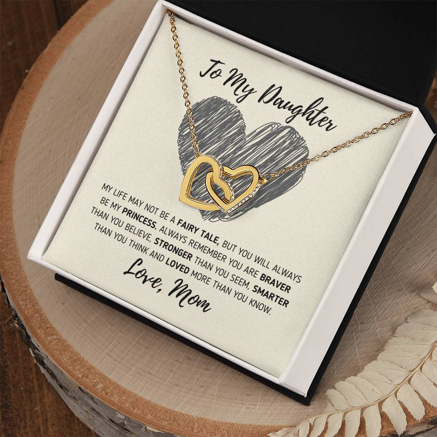 Stronger Than You Seem Smarter Than You Think 18K Rose Gold Interlocking Hearts Necklace Jewelry Special Gift for Daughter Birthday from Mom